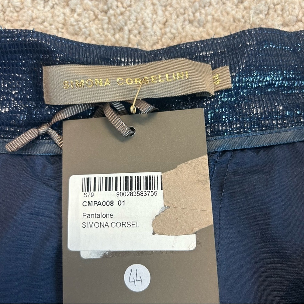 Simona Corsellini high-waisted trousers midnight blue Sz US 8/44 NWT - Picture 10 of 17